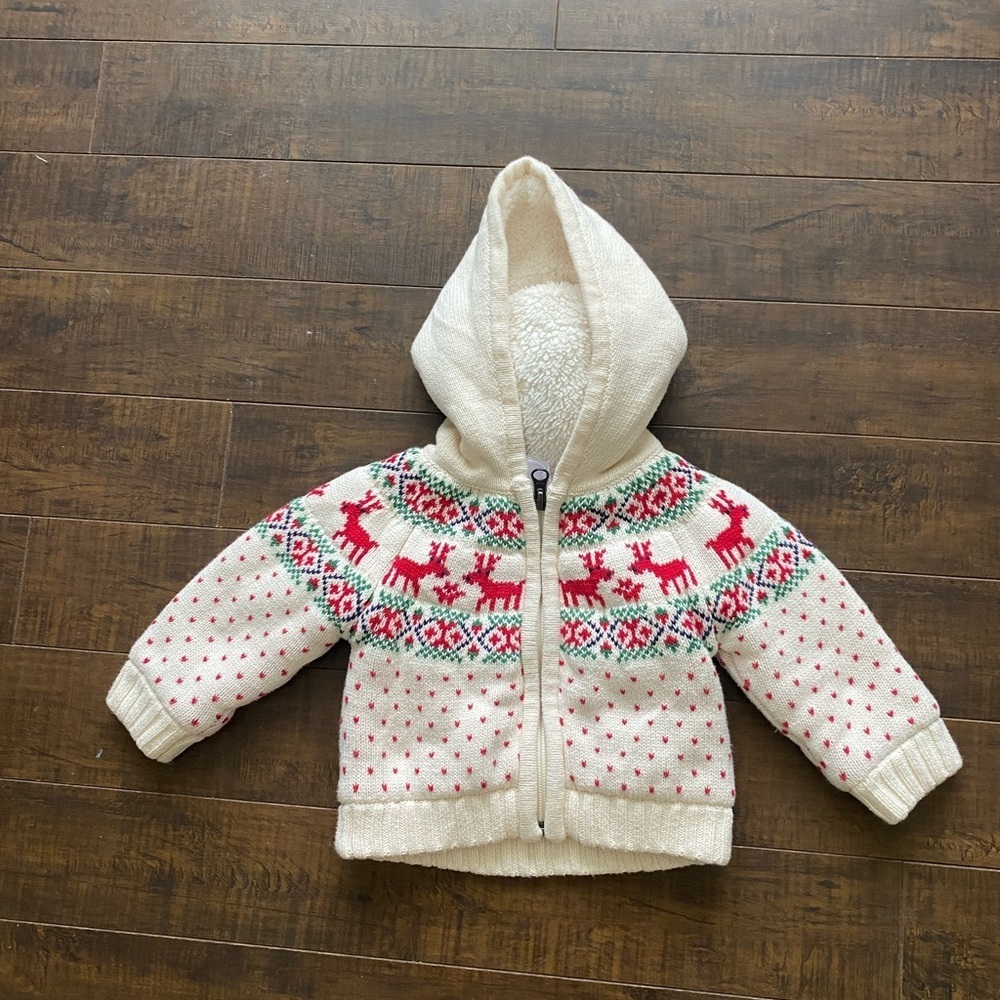 Hanna Anderson Holiday Christmas Hooded lined Jacket Fair Isle - Picture 2 of 9